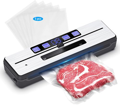 Machine Sous Vide Alimentaire, Appareil de Mise Sous Vide avec 6 modes, bac de récupération amovible, lame de coupe et deux fils chauffants