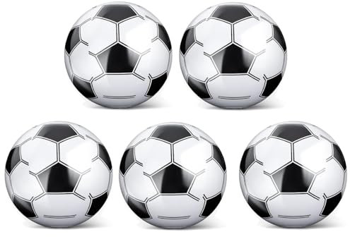 YCZARD 5Pcs Inflatable Soccer Ball, 12 Inch Football Beach Ball Blow Up Beach Balls Water Game for Kids Adult Swimming Pool Sports Summer Party Supplies