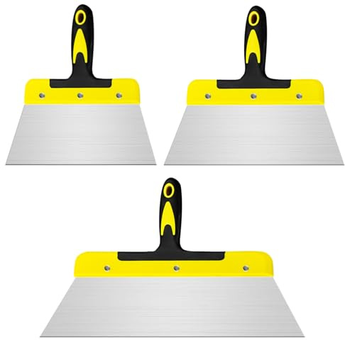 3 spatole per superfici, 20 cm, 25 cm, 40 cm, set professionale in acciaio inox, per intonacare pareti