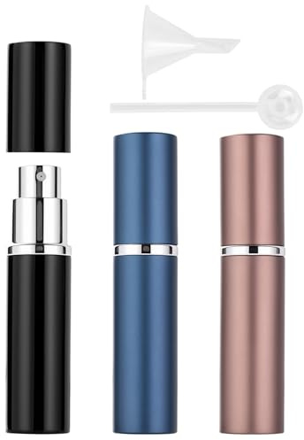 Travel Perfume Atomiser Bottle Refillable, 3 Pcs 6ML Perfume Spray Bottle | Leak Proof and Portable Atomisers Travel Must Haves, Uniform Spray, Ideal for storing perfume, aftershave, cologne