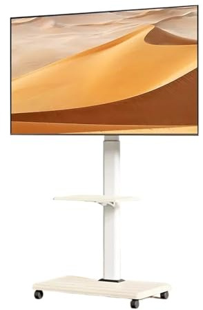 Porta TV da terra orientabile removibile con art stand 32 55 65 TV 75 pollici(WHITE)