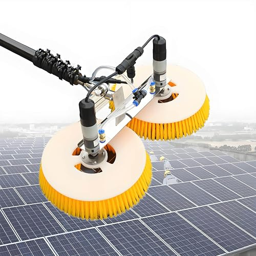 PoiToe Robot De Nettoyage Solaire, Machine De Nettoyage De Panneaux Photovoltaïques à Perche Télescopique, équipement De Nettoyage De Panneaux Solaires à Double Tête 3m