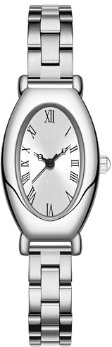 findtime Armbanduhr Damen Gold Klein Oval Elegant Analog Quarz Damenuhr mit Schmal Edelstahl Armband Klassische Kleid Uhr für Damen Minimalistische Vintage Modisch Römischen Ziffern Zifferblatt