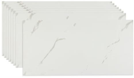 Fantasnight Tile Stickers White 60x30cm 20pcs, Self Adhesive Wall Tiles Marble, Peel and Stick Wall Waterproof, Removable Stick on for Kitchen Backsplash Bathroom