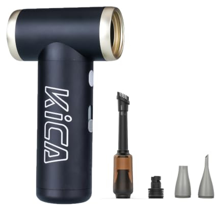 KiCA JetFan 2S Combo Electric Air Duster, 117,000RPM Blower, Black | Powerful electric blower with rechargeable battery, metal construction and versatile use for keyboards, cars and camping