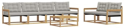 vidaXL Outdoor-Sofagarnitur 7 pcs Weiß und Hellgrau 79 x 79 x 37 cm, Garten, modernes Outdoor-Sofa, Terrassen-Lounge-Set, Bequeme Sitzmöbel für gemütliche Abende