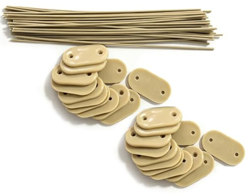 Cryluxial Lot de 50 Fixation Brise Vue et Attache Canisse en Plastique Beige avec Fil de Fer pour Cloture Jardin Balcon Brise Vue Grillage Rigide et Lamelles Occultantes Installation Facile