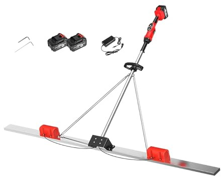 Staggia Vibrante Professionale per Cemento, Motori Brushless Doppi 48V, Barra in Acciaio Inox da 2M per Lisciatura di Superfici in Calcestruzzo e Massetti Edili(2M)