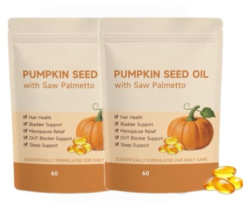 Olio di semi di zucca e serenoa repens | Vegano, senza OGM | Olio vergine puro spremuto a freddo per capelli, prostata, pelle e come antiossidante per il benessere maschile.
