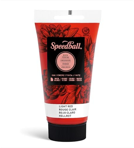 Speedball 3511 Water Soluble Block Printing Ink – Bold Color With Satin Finish AP Non-Toxic 2.5 Fl. Oz., Light Red