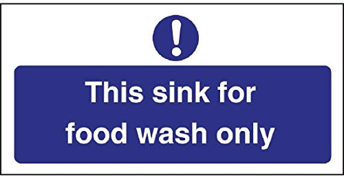 Vogue Food Wash Only Sign - 230x90mm 9x3 1/2 (Self-Adhesive) | Promotes hygiene in busy professional kitchens with a clear, easy-to-read layout to improve kitchen safety standards.