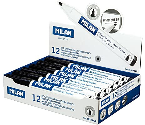 Markery Milan do tablic okragle czarne 12 sztuk