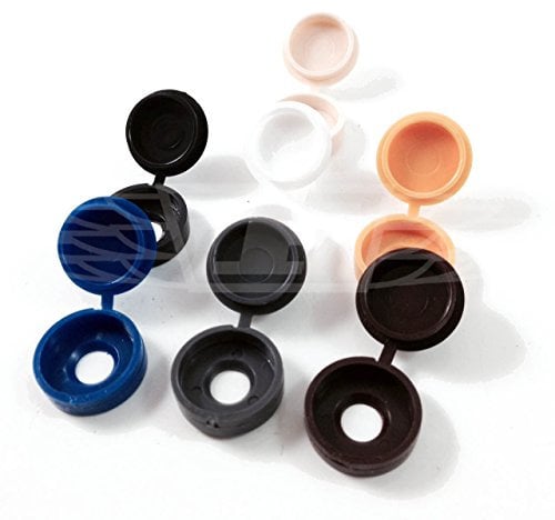 Black Large Plastic HINGED Cover CAPS - for 10g/12g Screw (5-6mm Shank Diameter) Free UK DELIVERY (100)