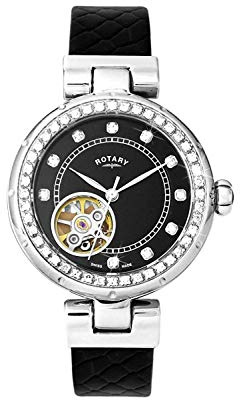 Rotary Damen Skeleton Automatik Uhr mit Lederarmband LS003/A/13