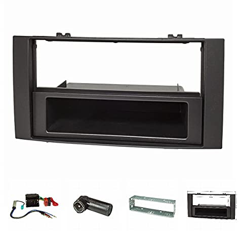 tomzz Audio 2457-034 Radioblende Set kompatibel mit VW Touareg 7L Multivan T5 mit Quadlockadapter ISO Fakra Antennenadapter Phantomeinspeisung DIN ISO Einbauschacht
