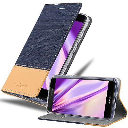 Cadorabo Funda Libro para Huawei P8 Lite 2017 en Azul Oscuro MARRÓN - Cubierta Proteccíon con Cierre Magnético, Tarjetero y Función de Suporte - Etui Case Cover Carcasa