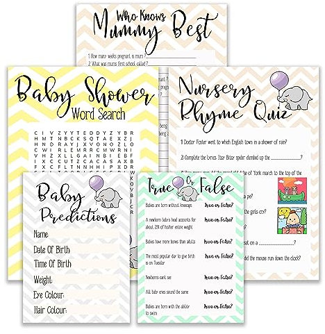 Baby Shower Games - The Ultimate Big Baby Shower Game Bundle 5 in 1