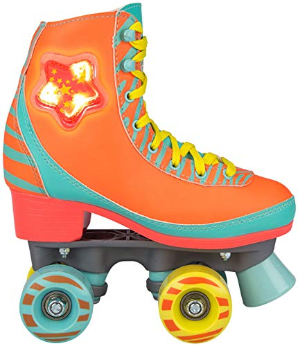 Nijdam Mädchen Rolles Skate LED Zebra Roller Skate LED Zebra, Orange, 39/40, 52RY-OBG-39/40