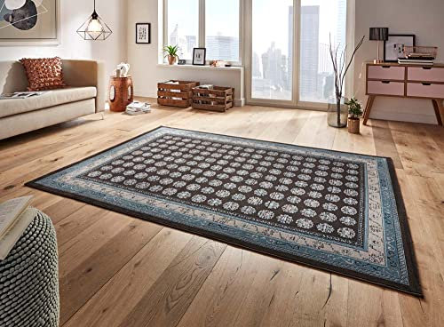 Mint Rugs 102701_80x150 Design Velours Teppich Attire, Kunstfaser, anthrazit/blau, 150 x 80 x 0.5 cm