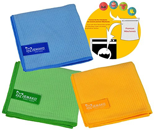 Jemako Trockentuch klein 40 x 45 cm 3er Set inkl. Sinland feinmaschiges Wäschenetz 40 x 50 cm