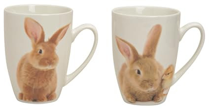 Unbekannt 2er Set Oster-Tassen/Kaffee-Tassen/Kaffee-Becher mit Oster-Hasen - Trend Mug - Henkel-Becher - Kanninchen - Ostern - Oster-Deko - Geschenk-Idee