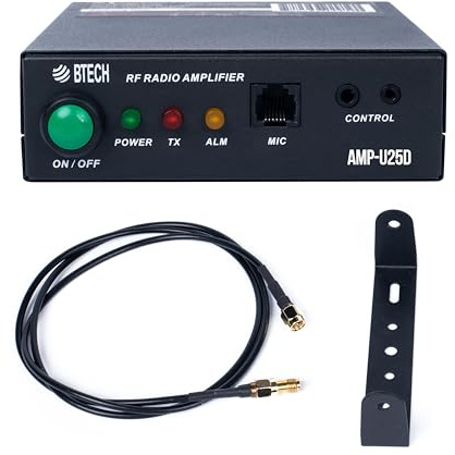 BTECH AMP-U25D Amplifier | 20-40W Power Boost for UHF (400-480MHz) | Compatible with Handheld Radios | Amplifies Analog and Digital Modes | Ideal for Mobile, Field, & Home Use