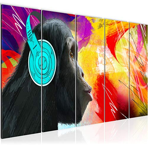 Runa Art Bild Street Art Affe Wandbilder auf Vlies Leinwand 5 Teilig Wanddekoration Loft Wohnzimmer 007256a