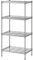 VOONEEN 4 Tier Shelf Shelving Units, Multipurpose Metal Modern Small Storage Rack with 4 Hooks, Stainless Steel Wire Organisation Suitable For Pantry Kitchen Livingroom Bathroom Office, 45*30*90 CM
