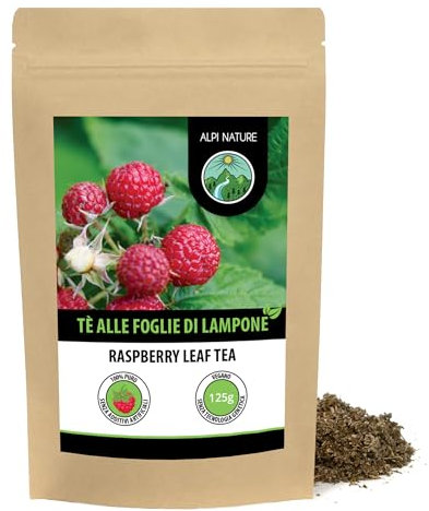 Alpi Nature Feuilles de Framboisier Thé 125g, Thé en Vrac, Feuilles de Framboisier Séchées et Coupées