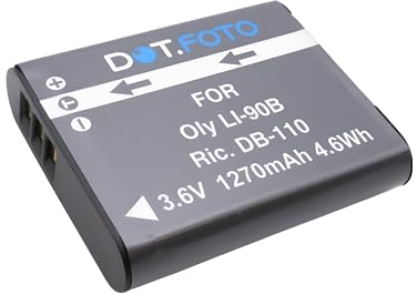Dot.Foto DB-110 Premium 3.6v / 1270mAh Akku für Ricoh GR III, GR IIIx, WG-6, WG-8, G900, G900 II, G900SE, G900SE II, Theta X