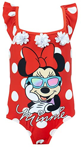 Disney Costume da Bagno per Ragazze Topolina Minnie Mouse Rosso 2-3 Anni
