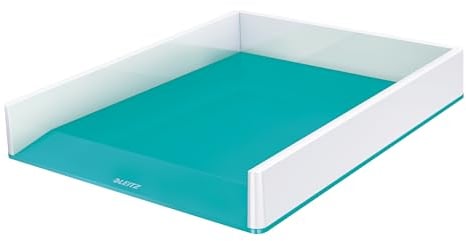 Leitz Briefkorb A4, 4er Pack, Zweifarbiges Design, Weiß/Eisblau, Duo Colour, WOW, 53611051