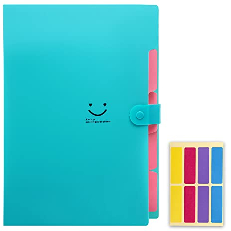 KONVINIT Dokumentenmappe A4,Erweiterbar Fächermappe Folder Organizer Mappe mit 5 Tasche,A4 Mappe mit 4 Fächern Document Organizer Große Kapazität Organisationsmappe,blau
