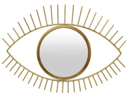LaLe Living Wandspiegel - Bakis - Spiegel aus Eisen Auge in Gold zum aufhängen an die Wand, 36 x 25 cm