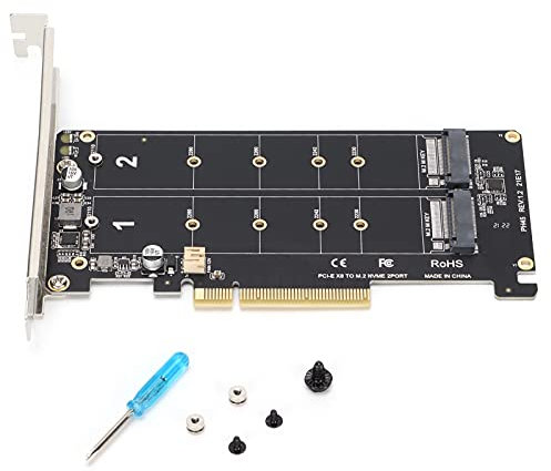 PCIE-Adapter, Adapterkarte Dual M.2 NVMe SSD auf PCIE X8 M Key Festplattenkonverter-Lesegerät Erweiterungskarte(ph45)