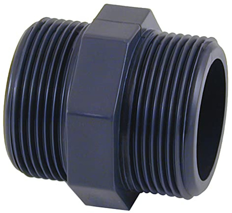 PVC Doppelnippel 1 1/2 Zoll Aussengewinde, PN10 nach EN1633, ohne Weichmacherzusatz