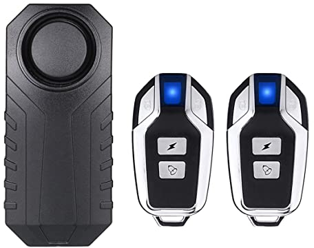 Mengshen Alarma Antirrobo para Motocicleta, Alarma De Seguridad para Bicicleta, Sensor De Movimiento De Vibración Resistente Al Agua 110dB (2 Controles Remotos Incluidos)