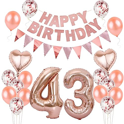 Luftballons 43. geburtstag Frauen deko rosegold,Geburtstagsdeko 43 jahre Frauen,ballons 43 Geburtstag Dekoration,deko 43. Geburtstag Deko rosegold,geburtstags banner 43 deko