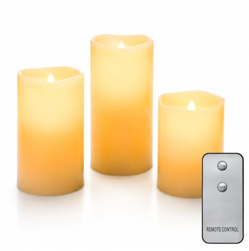 Status Lustenau Flameless LED Candle | 3 Pack Candle Sizes 3, 5 and 6 | Off White Wax Candle with Flicker Effect | Battery Operated and Remote Controlled | LUSTENAU3PK6