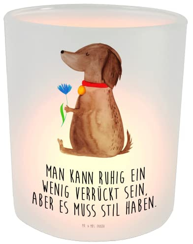 Mr. & Mrs. Panda Deko Windlicht Hund Blume - Geschenk, Sprüche, Tierliebhaber, Kerzenlicht, Hunderasse, Haustier, Glas Windlicht, Teelichter, Hunde,