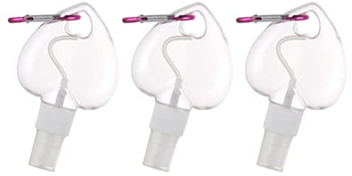 FRCOLOR 3-Pack 50Ml Portable Heart-Shaped Spray Bottles with Hook Keychain Leakproof Design for Travel Cosmetic Use
