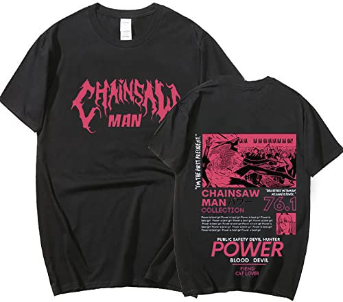 flowereyes Chainsaw Man T-Shirts Blood Devil Power Pullover Summer New T-Shirts Harajuku Casual T-Shirts Chainsaw Man Power T-Shirts