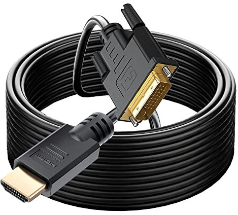 YOTETION Long HDMI A to DVI 40FT Wire Rod, HDMI to DVI Adapter High-Speed Gold-Plated Plug and Play Bi-Directional 1080p, DVI Cable to HDMI Cable for Televison/Monitor/Video Card/Graphics Card