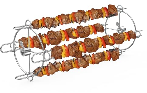 onlyfire Universal Stainless Steel Rotisserie Skewers Rotating Kebab Maker, Shish Kabob Set for Most Grills