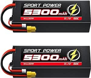 Hilldow 3S LiPo Akku 4800mAh Lipo Batterie 11.1V 80C mit XT60 Stecker Hardcase RC Batterie für RC Cars LKW Buggy