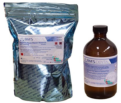Résine de réparation de prothèse froide Bms Couleur Rose pour technicien dentaire - poudre 1kg+liquide 500ml