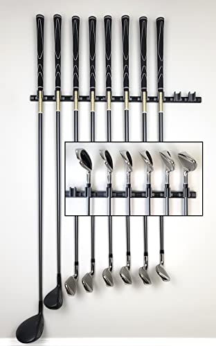 Generic 10 Golf Club Holders on 24 Rack, Wall Display, Wall Hanger, Organizer (Club Head Up, Black and Gray)