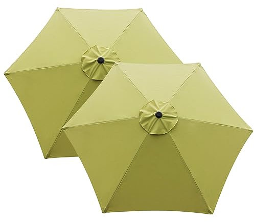 Garden lucky Auvent de rechange pour parasol de terrasse de 2,7 m à 6 baleines - Vert clair