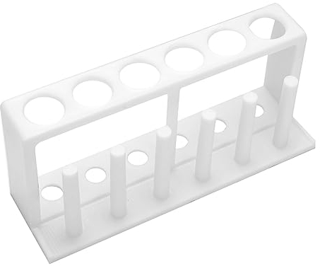 CHEOTIME Reagenzglasgestell Mit 6 Löchern, Kunststoff Reagenzglasgestell Holz in Reihe Reagenzglasständer Labor Reagenzglasgestell Halter Reagenzglas Halter Kunststoff Weiß Reagenzglashalter Ständer