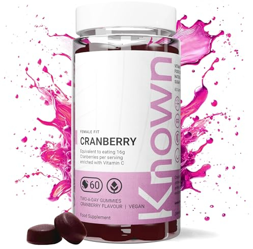 Known Delicious Cranberry Gummies - High-Strength, Equivalent to 16g Fresh Cranberries - Natural Cranberry Flavour - 60 Vegan Gummies, 1 Month Supply